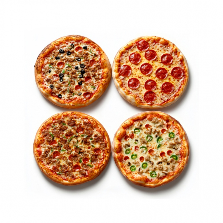 4 Фирменных пицц с соусом по цене 3